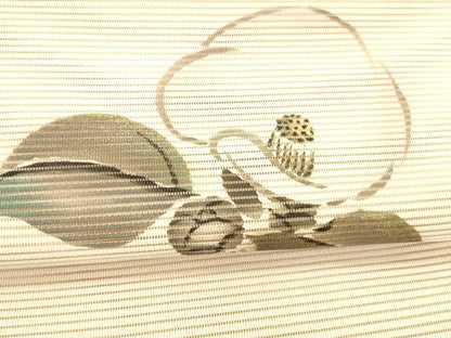 平和屋着物＊夏物 絽綴れ 八寸名古屋帯 作家物 手描き 枝椿 金彩 正絹 逸品 DABC8424cm