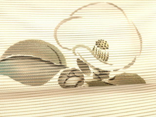 平和屋着物＊夏物 絽綴れ 八寸名古屋帯 作家物 手描き 枝椿 金彩 正絹 逸品 DABC8424cm
