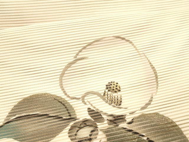 平和屋着物＊夏物 絽綴れ 八寸名古屋帯 作家物 手描き 枝椿 金彩 正絹 逸品 DABC8424cm
