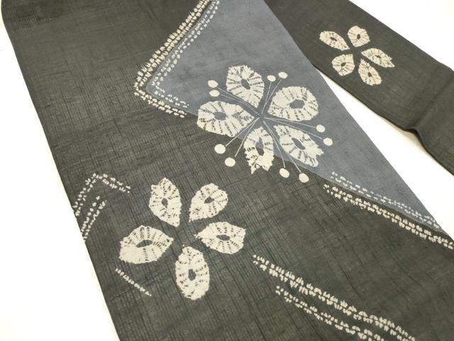 平和屋着物＊夏物 九寸名古屋帯 絞り 舞花文 黒地 正絹 逸品 DABC8426cm