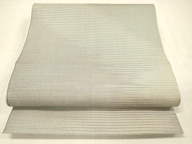 平和屋着物▽八寸名古屋帯 スリーシーズン 春夏秋 格子 正絹 逸品 DABC8427cm
