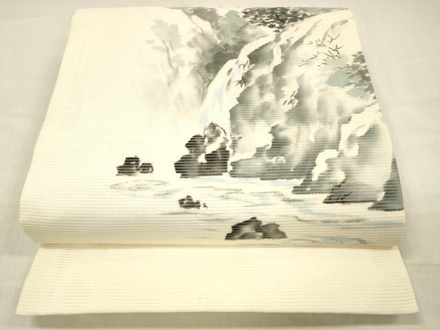 平和屋着物＊夏物 九寸開き名古屋帯 作家物 手描き 風景文 正絹 逸品 DABC8428cm