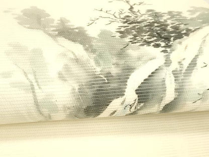 平和屋着物＊夏物 九寸開き名古屋帯 作家物 手描き 風景文 正絹 逸品 DABC8428cm
