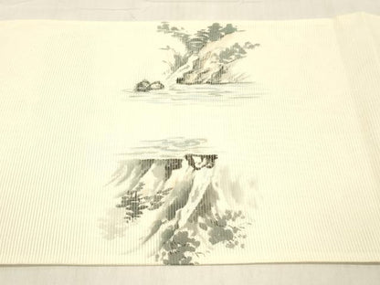 平和屋着物＊夏物 九寸開き名古屋帯 作家物 手描き 風景文 正絹 逸品 DABC8428cm