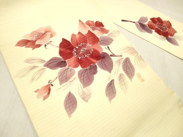 平和屋着物＊夏物 九寸名古屋帯 作家物 手描き 枝花文 DABC8432cm
