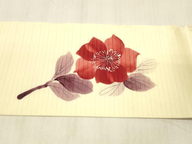 平和屋着物＊夏物 九寸名古屋帯 作家物 手描き 枝花文 DABC8432cm