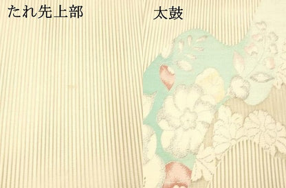 平和屋着物＊夏物 絽綴れ 八寸名古屋帯 辻が花 銀糸 正絹 逸品 DABC8433cm