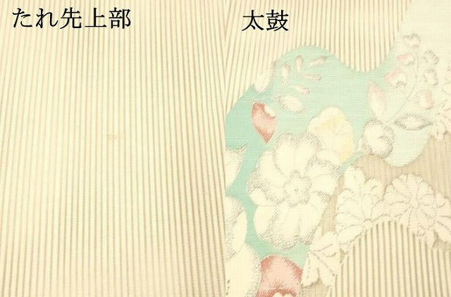 平和屋着物＊夏物 絽綴れ 八寸名古屋帯 辻が花 銀糸 正絹 逸品 DABC8433cm