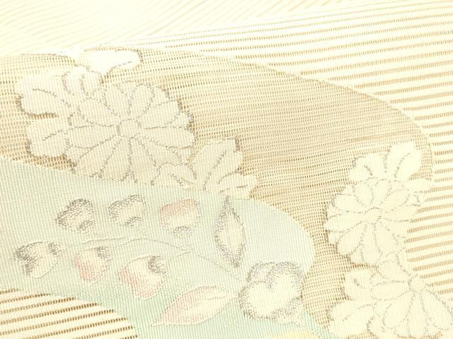 平和屋着物＊夏物 絽綴れ 八寸名古屋帯 辻が花 銀糸 正絹 逸品 DABC8433cm