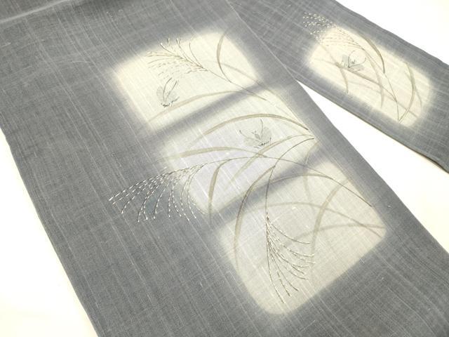 平和屋着物＊夏物 九寸名古屋帯 夏虫草葉文 金彩 麻 逸品 DABC8434cm