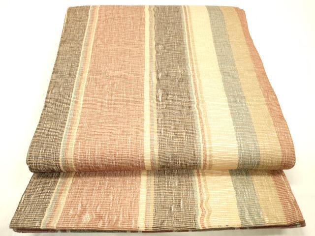 平和屋着物＊夏物 両面 全通柄袋帯 間道 正絹 逸品 DABC8437cm