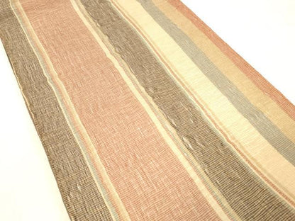 平和屋着物＊夏物 両面 全通柄袋帯 間道 正絹 逸品 DABC8437cm