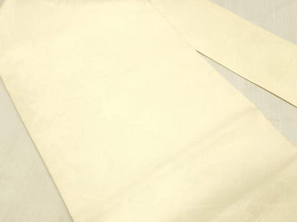 平和屋着物＊夏物 九寸名古屋帯 枝葉文 薄卵色 正絹 逸品 DABC8439cm
