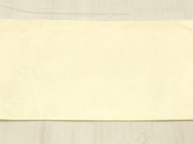 平和屋着物＊夏物 九寸名古屋帯 枝葉文 薄卵色 正絹 逸品 DABC8439cm