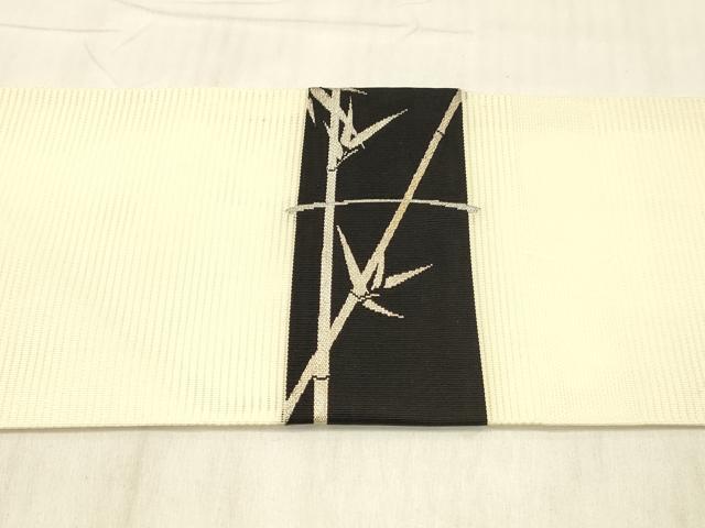 平和屋着物＊夏物 九寸名古屋帯 笹竹文 銀糸 正絹 逸品 DABC8440cm