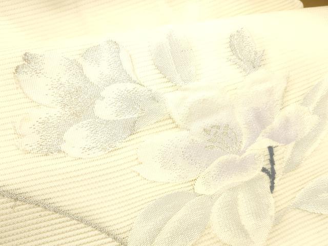 平和屋着物＊夏物 九寸名古屋帯 草花文 銀糸 正絹 逸品 DABC8441cm