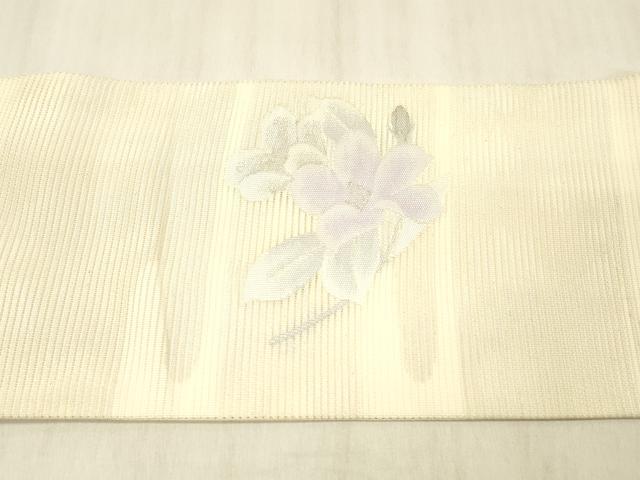 平和屋着物＊夏物 九寸名古屋帯 草花文 銀糸 正絹 逸品 DABC8441cm