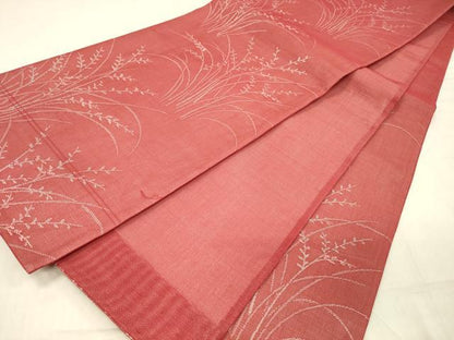 平和屋着物＊夏物 六通柄袋帯 草葉文 銀糸 正絹 逸品 DABC8442cm