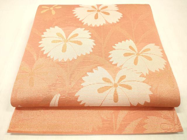 平和屋着物＊夏物 太鼓柄 本袋帯 草花文 金糸 正絹 逸品 DABC8443cm
