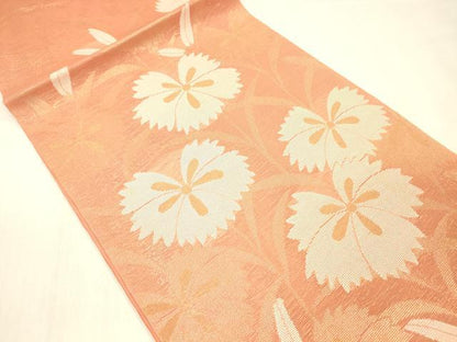 平和屋着物＊夏物 太鼓柄 本袋帯 草花文 金糸 正絹 逸品 DABC8443cm
