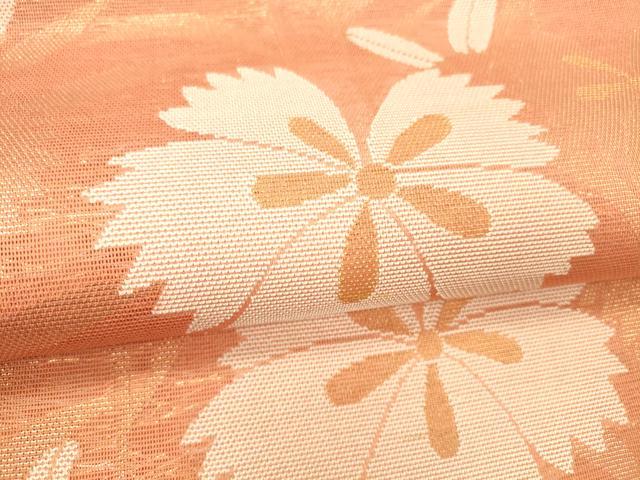平和屋着物＊夏物 太鼓柄 本袋帯 草花文 金糸 正絹 逸品 DABC8443cm