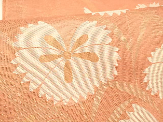 平和屋着物＊夏物 太鼓柄 本袋帯 草花文 金糸 正絹 逸品 DABC8443cm