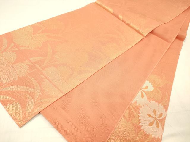 平和屋着物＊夏物 太鼓柄 本袋帯 草花文 金糸 正絹 逸品 DABC8443cm