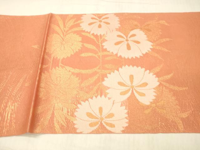 平和屋着物＊夏物 太鼓柄 本袋帯 草花文 金糸 正絹 逸品 DABC8443cm