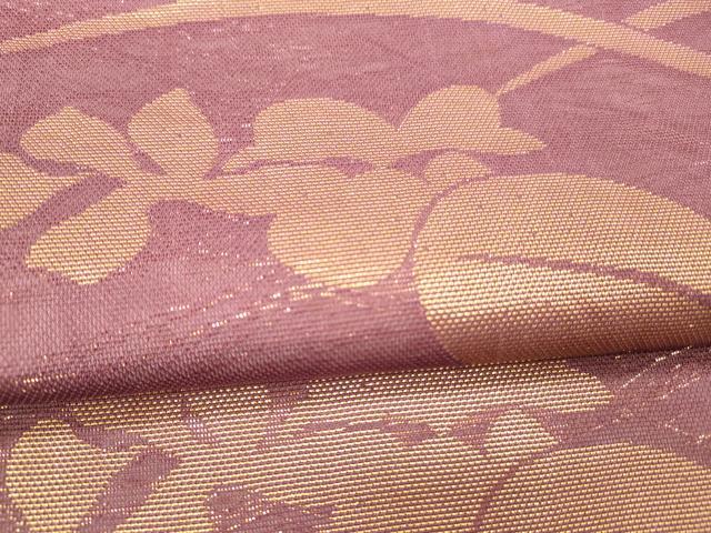 平和屋着物＊夏物 六通柄袋帯 草葉文 金糸 正絹 逸品 DABC8445cm