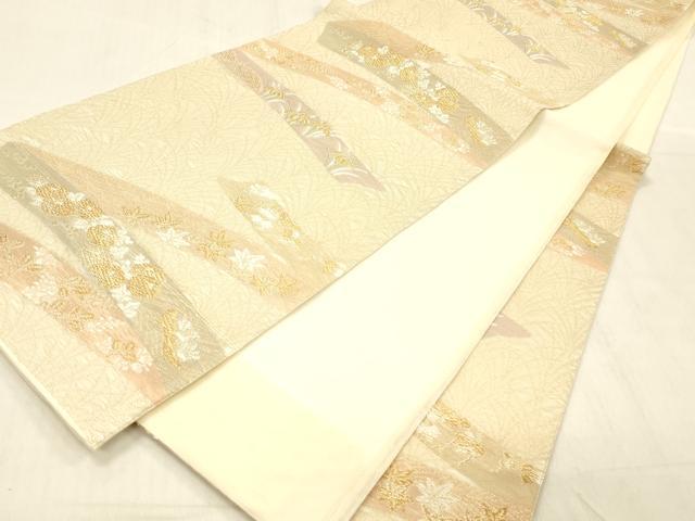平和屋着物＊夏物 六通柄袋帯 唐織 草花文 金糸 正絹 逸品 DABC8446cm