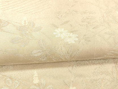 平和屋着物＊夏物 六通柄袋帯 流水草花文 銀糸 正絹 逸品 DABC8447cm