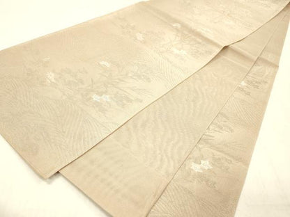 平和屋着物＊夏物 六通柄袋帯 流水草花文 銀糸 正絹 逸品 DABC8447cm