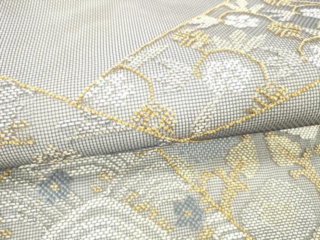 平和屋着物＊夏物 太鼓柄 本袋帯 流水草花文 金銀糸 正絹 逸品 DABC8449cm