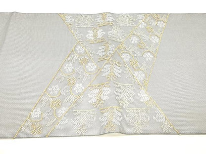 平和屋着物＊夏物 太鼓柄 本袋帯 流水草花文 金銀糸 正絹 逸品 DABC8449cm