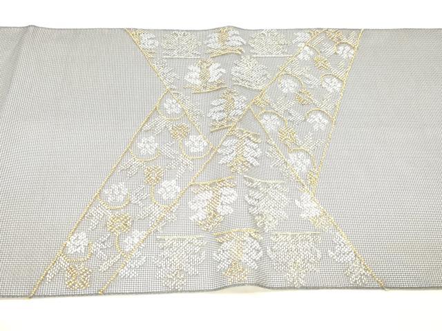 平和屋着物＊夏物 太鼓柄 本袋帯 流水草花文 金銀糸 正絹 逸品 DABC8449cm