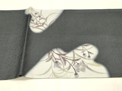 平和屋着物＊夏物 太鼓柄袋帯 草花文 金彩 正絹 逸品 DABC8450cm