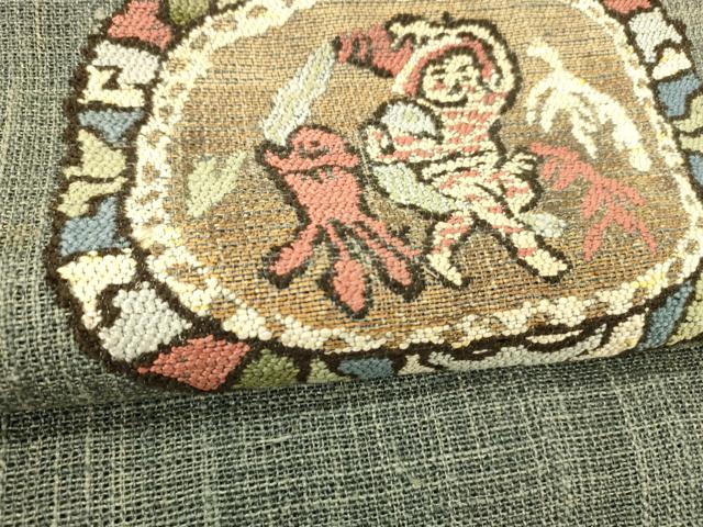 平和屋着物＊夏物 八寸名古屋帯 人物抽象文 正絹 逸品 DABC8454cm