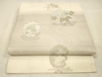 平和屋着物＊夏物 六通柄袋帯 唐織 雪輪宝尽くし花文 金銀糸 正絹 逸品 DABC8458cm