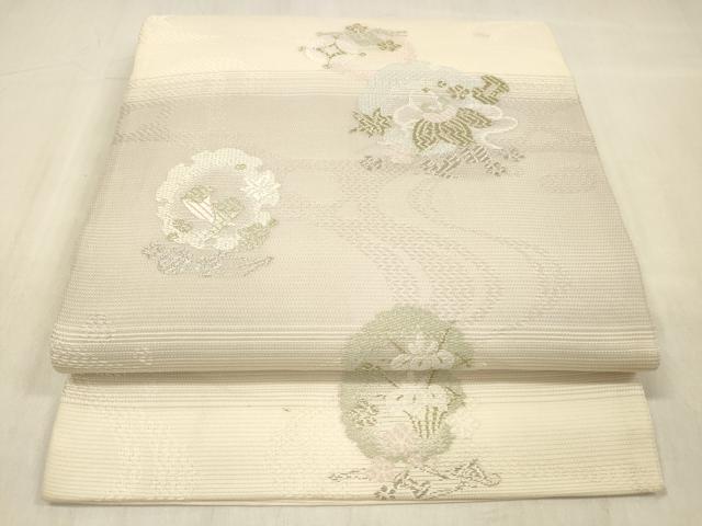 平和屋着物＊夏物 六通柄袋帯 唐織 雪輪宝尽くし花文 金銀糸 正絹 逸品 DABC8458cm