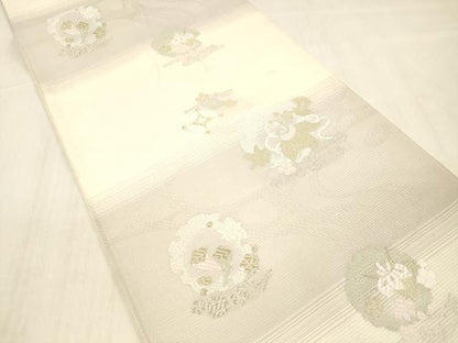 平和屋着物＊夏物 六通柄袋帯 唐織 雪輪宝尽くし花文 金銀糸 正絹 逸品 DABC8458cm