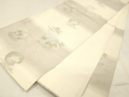 平和屋着物＊夏物 六通柄袋帯 唐織 雪輪宝尽くし花文 金銀糸 正絹 逸品 DABC8458cm