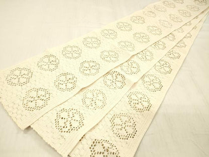 平和屋着物＊夏物　半幅帯　吉祥花文　象牙色　DABC8459cm