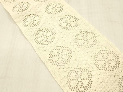 平和屋着物＊夏物　半幅帯　吉祥花文　象牙色　DABC8459cm