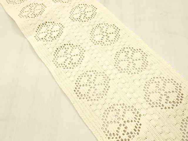 平和屋着物＊夏物　半幅帯　吉祥花文　象牙色　DABC8459cm