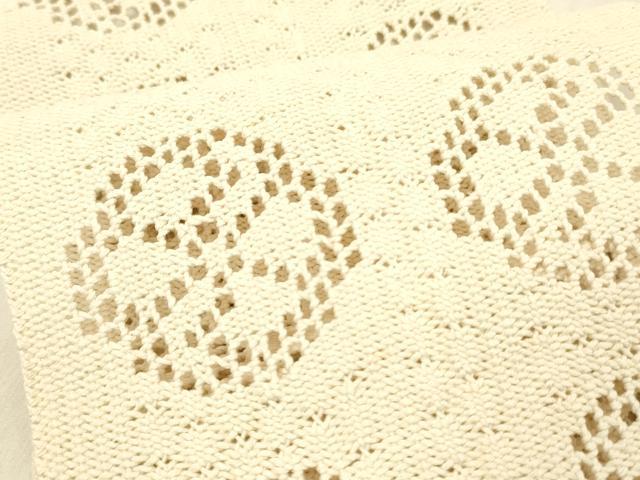 平和屋着物＊夏物　半幅帯　吉祥花文　象牙色　DABC8459cm