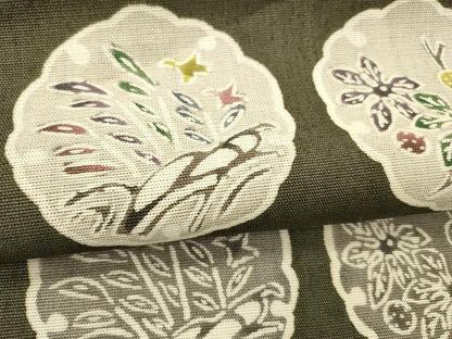 平和屋着物＊夏物 本場筑前博多織 東京本手差し紅型染 つけ帯 からむく織 雪輪花文 西村織物謹製 証紙付き 正絹 逸品 DABC8460cm