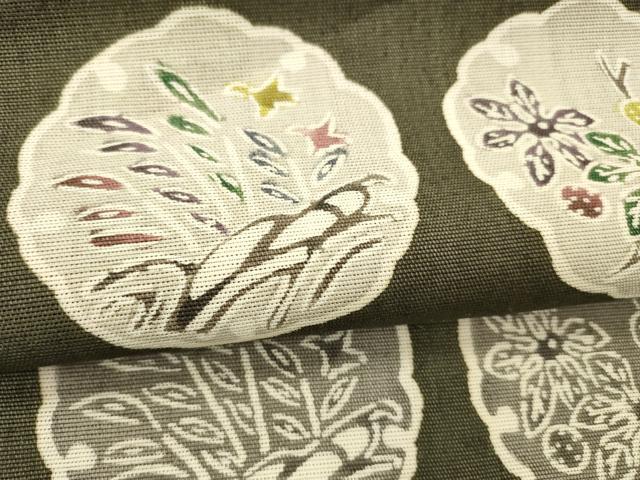 平和屋着物＊夏物 本場筑前博多織 東京本手差し紅型染 つけ帯 からむく織 雪輪花文 西村織物謹製 証紙付き 正絹 逸品 DABC8460cm
