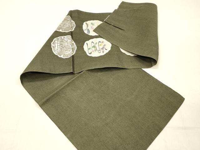 平和屋着物＊夏物 本場筑前博多織 東京本手差し紅型染 つけ帯 からむく織 雪輪花文 西村織物謹製 証紙付き 正絹 逸品 DABC8460cm