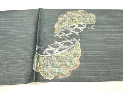平和屋着物＊夏物 太鼓柄袋帯 籬花文 金銀糸 正絹 逸品 DABC8463cm
