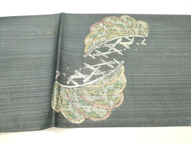 平和屋着物＊夏物 太鼓柄袋帯 籬花文 金銀糸 正絹 逸品 DABC8463cm